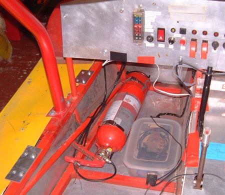 Repositioned fire extinguisher