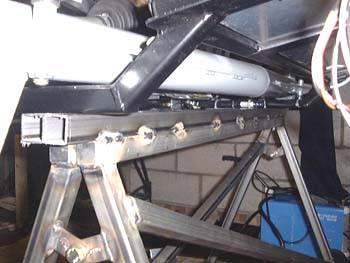 The rear of the chassis on the modified stand