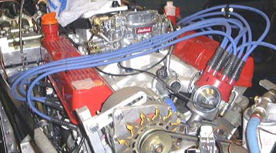 Distributor and lots of blue spaghetti