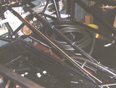 Rear brake line and rear loom