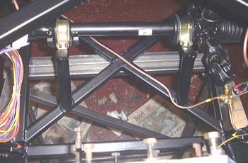 Looking down on the steering rack